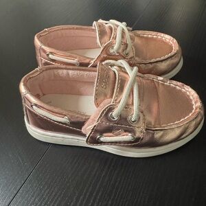 Sperry Metallic Pink Kids Boat Shoes